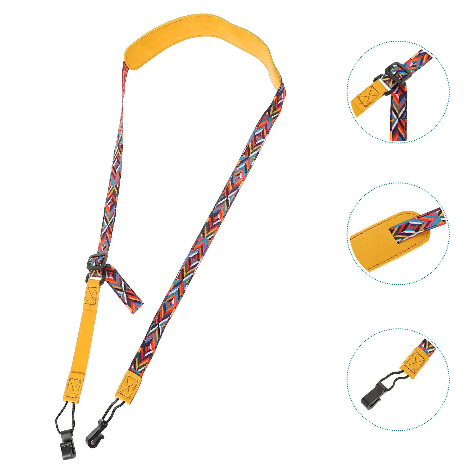 1Pcs Ukulele Cotton Strap Durable PU Adjustable Foldable Portable Carrying Strap Lightweight Sweat-Absorbing Comfortable