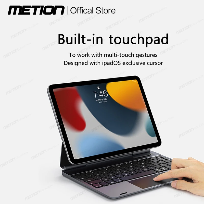 DOQO سبائك الألومنيوم محطة الإرساء لوحة المفاتيح السحرية 7in1 قوي المغناطيسي مقص القدم زر ل 2020/2021 باد Pro11 "Air4/Air5