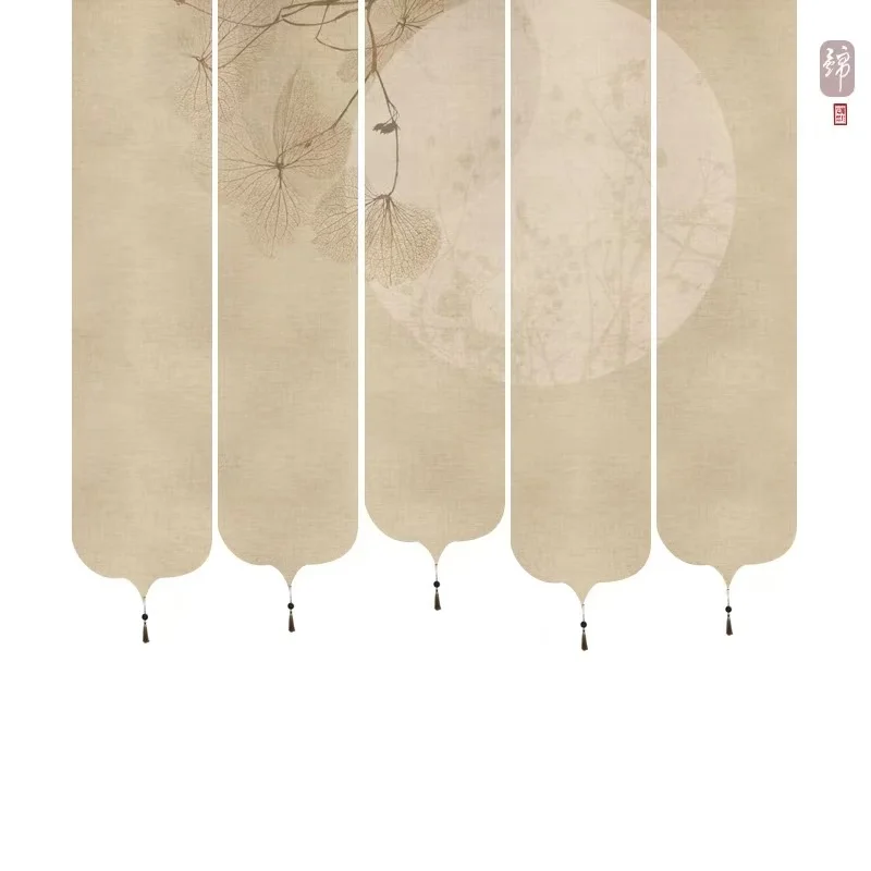 Poetic Arc Art Curtain New Chinese Style Partition Soft Light Filtering Decorative Screen For Serene Tea Room Living Room