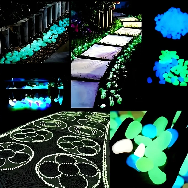 Colorful luminous plastic stones1000-2001pcsGlow In The Dark Pebbles Reusable Garden Landscape Wedding Party Festival Aquarium D