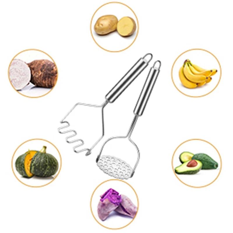 ที่บดมันฝรั่ง2ชิ้นที่บดมันฝรั่งสแตนเลสสตีลหนักแบบบูรณาการที่บดแบบลวดอุปกรณ์ที่ใช้ในครัวทนทานติดตั้งง่ายใช้งานง่าย