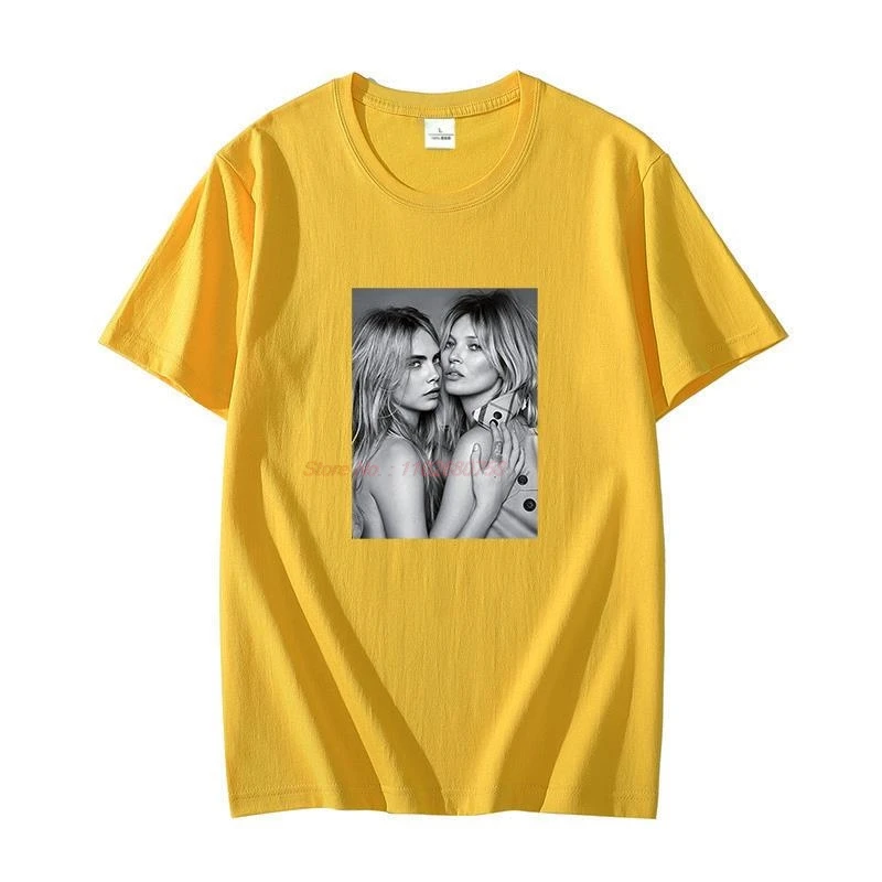 Fashion graphic t shirts Kate Moss Cara Delevingne Cotton oversize short sleeve t-shirts O-neck T-shirt Summer Men\'s clothing