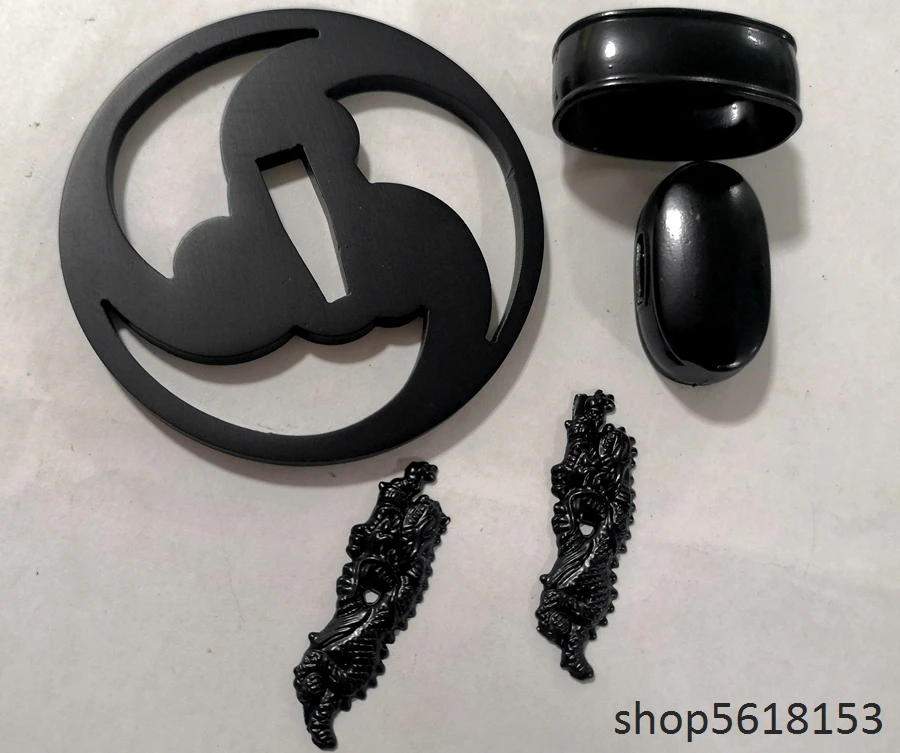 Black Iron wind wheel tsuba fuchi Menuki for japanese sword's katana wakizashi tanto