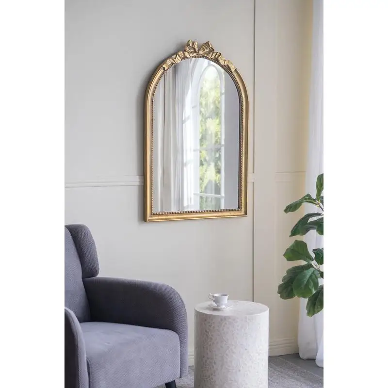 مرآة قوس ذهبية على الطراز الباروكي مقاس 23.6 بوصة × 37.3 بوصة لديكور المنزل #3