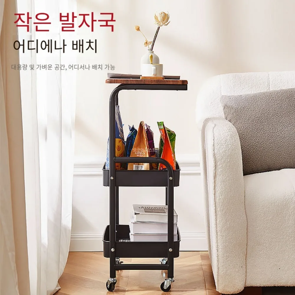 Mobile Storage Rack Floor Standing Multi-layer Bathroom StorageRack Kitchen Trolley Movable with Wheels Living Room Storage Rack