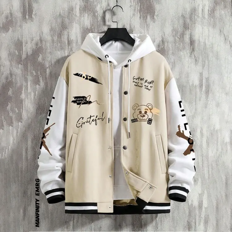 2023 New Jacket Coat Letter Printed  Wear Men Baseball Jacket Casual Long Sleeve Stand Jackets Men\'s Coats Sweatshirts Outerwear