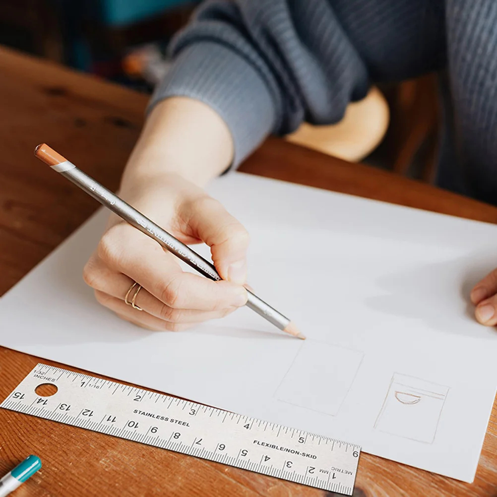 

4pcs Soft Cork Rulers 15cm Straight Edge for Drawing Cutting Graphics Teaching Engineering Students Portable Metal Scale