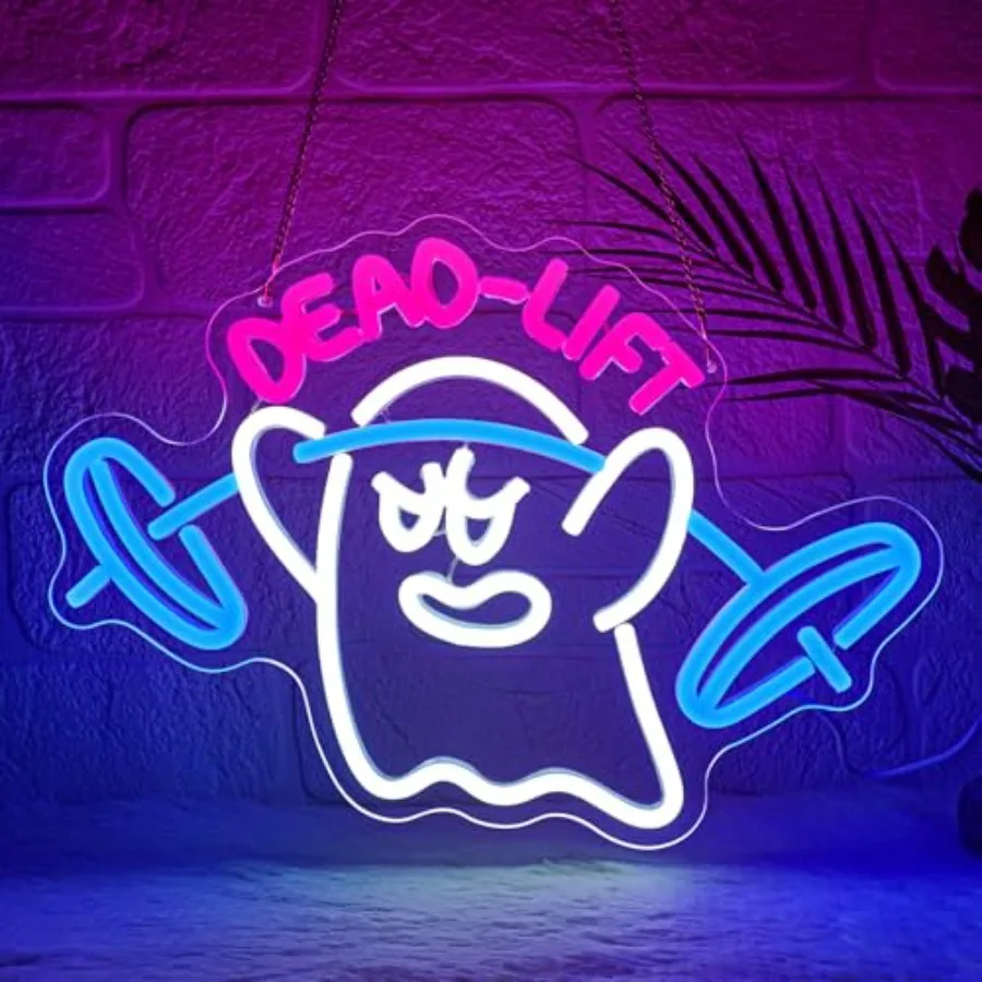 

Neon Sign, Neon Signs for Wall Decor, Neon Sign, Ghost Dead Lift Led Sign, Barbell Led Signs for Wall, USB Powered with Dimmabl