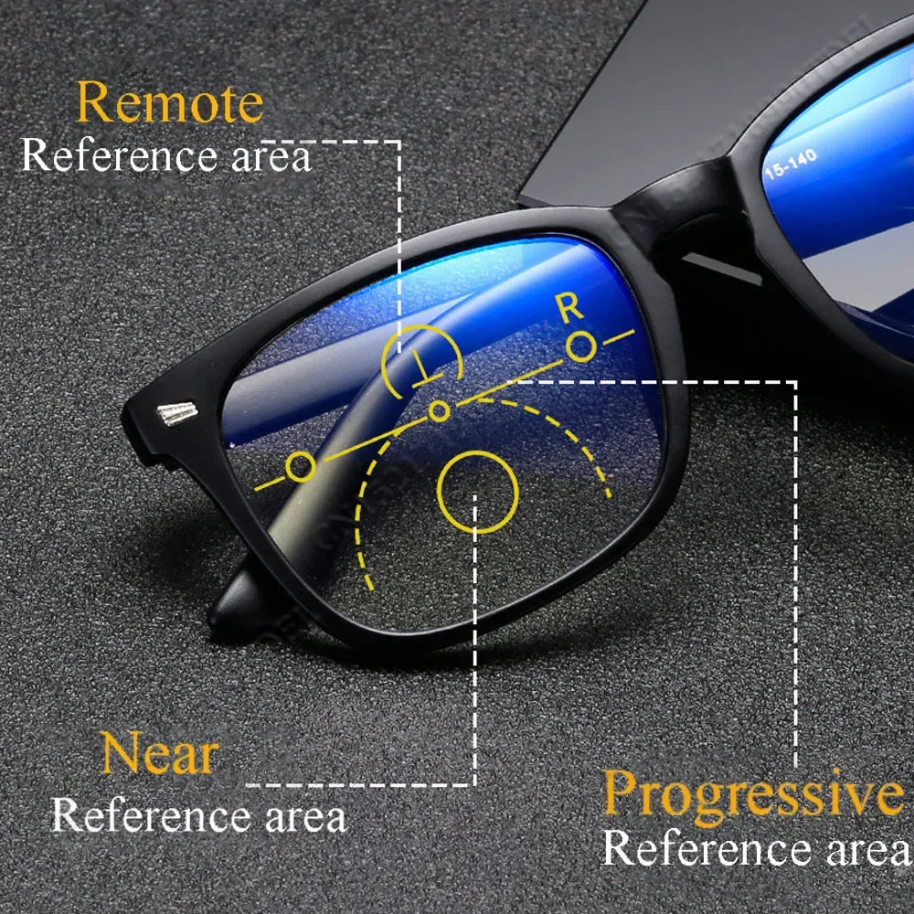 Progressive Multi Focus Glasses Multifocal Reading Eyeglasses Men Anti Blue Magnifier Eyewear Women+1.0.+2.0.+2.5.+3.0.+3.5.+4.0