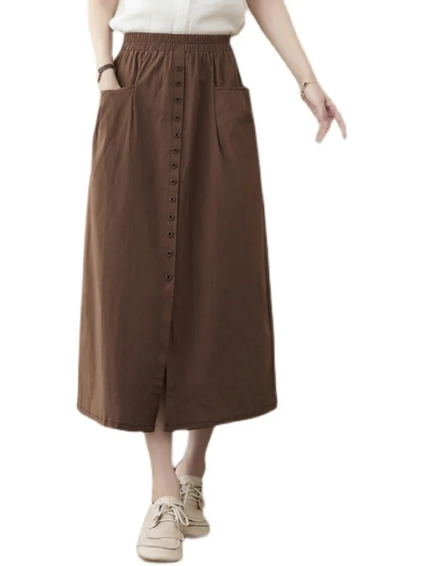 Hohe Taille Baumwolle Leinen Midi Rock frauen Sommer Neue Sle plus Größe Künstlerische Lose Dünne A-linie Rock Casual pendeln