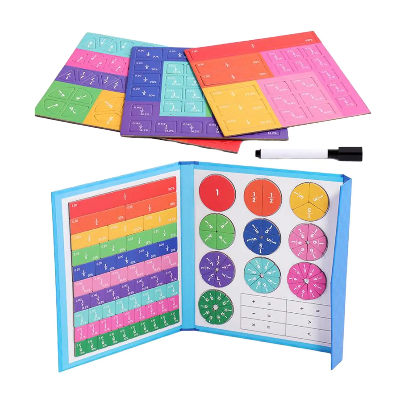 Fraction Learning Math Toys Reuse Multicolor Rainbow Math Teaching Tools Fraction Teaching Aids for Living Room Gift Children