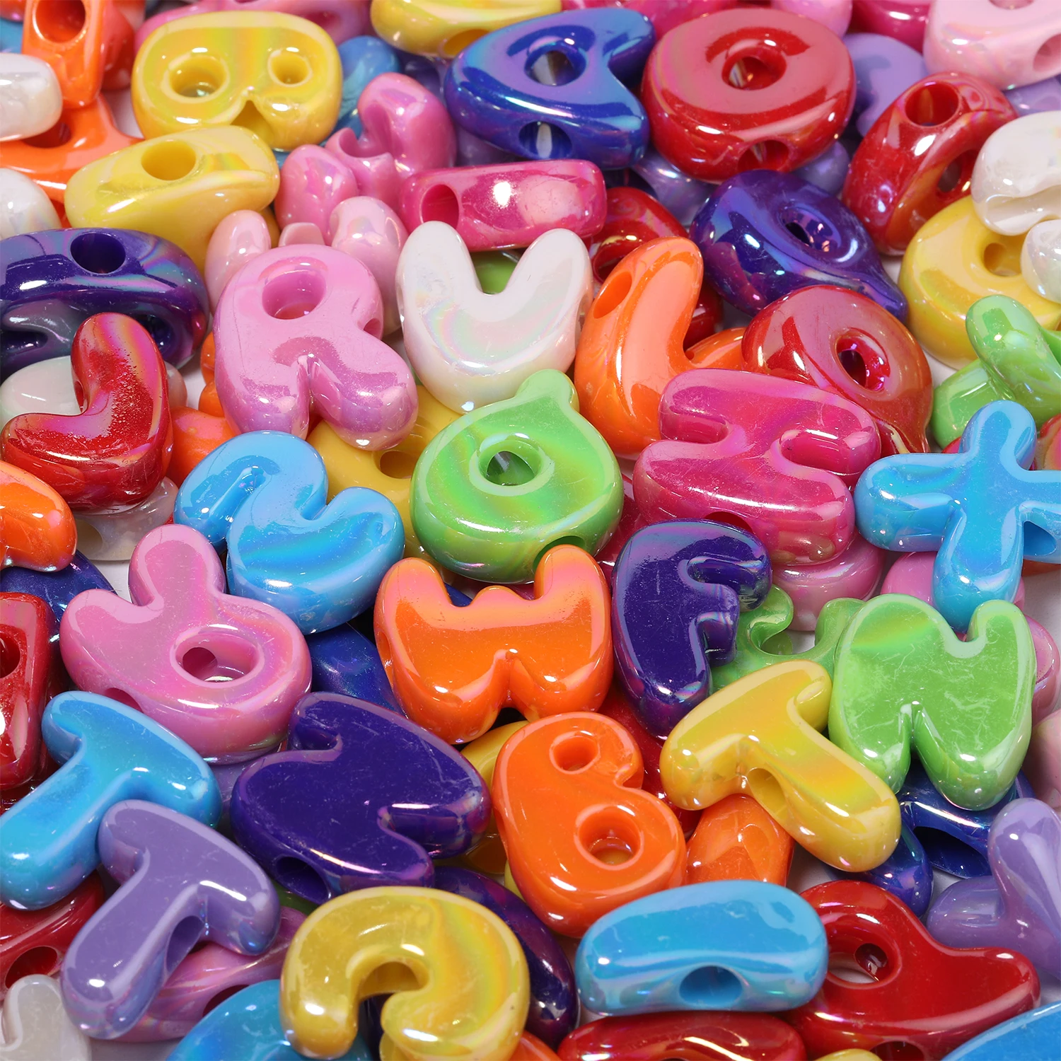 100g Mehrfarbige Acryl-Abstandsperlen mit großem Loch, Buchstaben-Abstandsperlen für Handarbeiten, Alphabet-Abstandsperlen, Halsketten-Accessoires, DIY-Schmuck – Detail 5