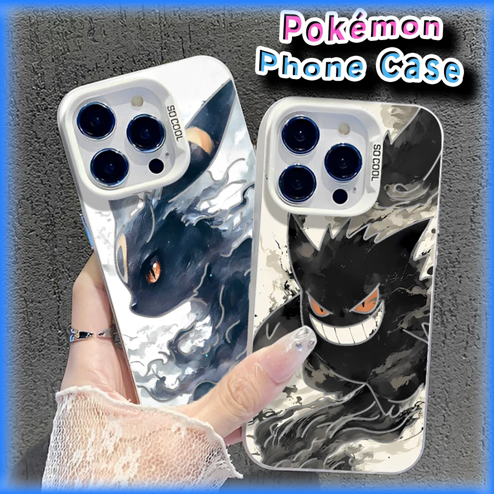 Ink Art Style Gengar Phone Case Pokemon Accessory Charizard Eeveelution Protective Cover for IPhone 16 15 14 13 12 11 X Pro Max