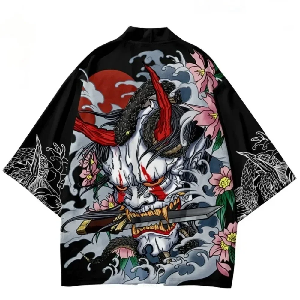 Kimono Samurai Tradicional para Homens e Mulheres, Anime Japonês, Cosplay com Estampa Dragon, Haori, Cardigan, Camisa Yukata, Veste de Verão, Japonês