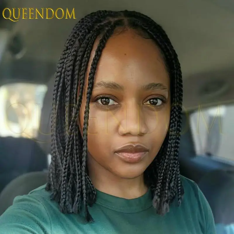 

Синтетические 12-дюймовые плетеные парики Micro Cornrow 6X6, парики с кружевной передней косой для чернокожих женщин, африканский парик без узлов, плетение из искусственных локонов