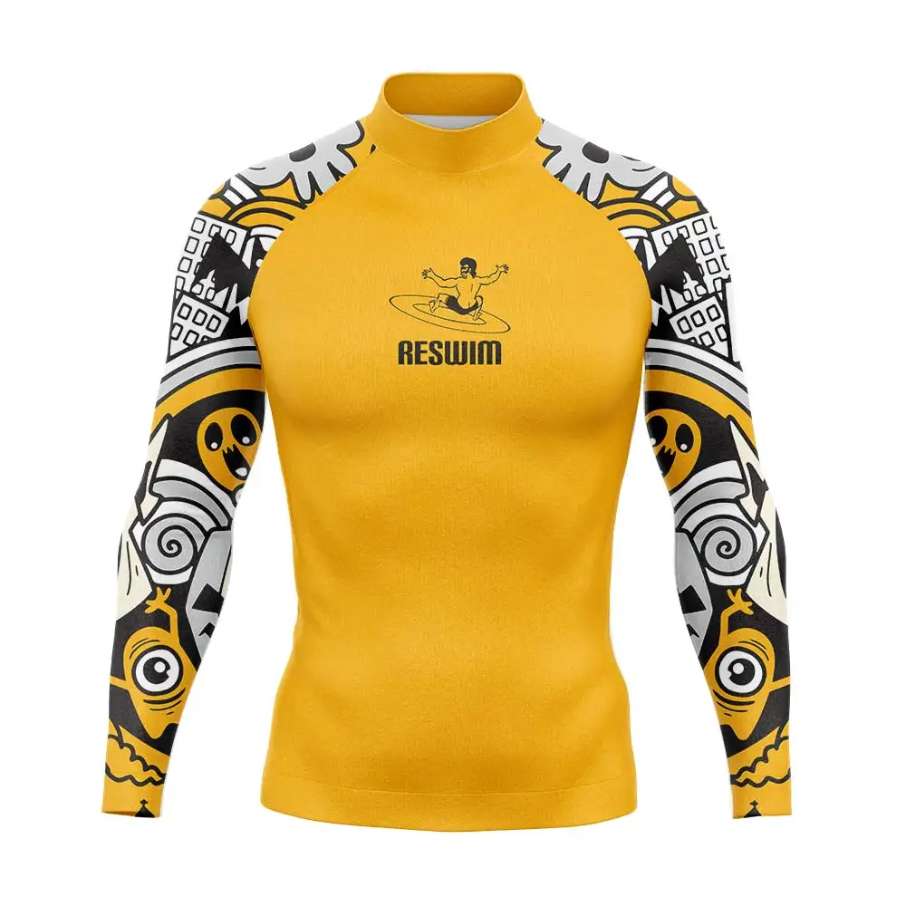 

2023 Men's Long Sleeve Surf T-Shirt Rashguard UPF 50 Sun Protection Surfing Suit Diving Swimming Tight Rash Guard Sports Clothes