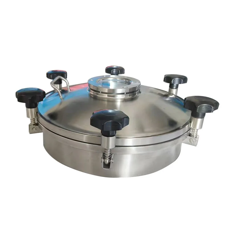 Couverture de regard ronde en acier inoxydable sanitaire 316 de 450 mm avec verre de visée
