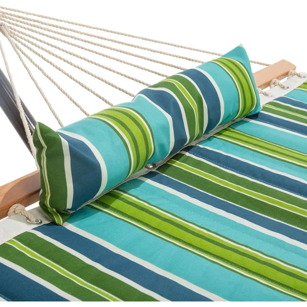 Living 2 Person Quilted Hammock with Patented KD Space Saving Stand & Detachable Pillow, Designed in The USA, Heavy Duty