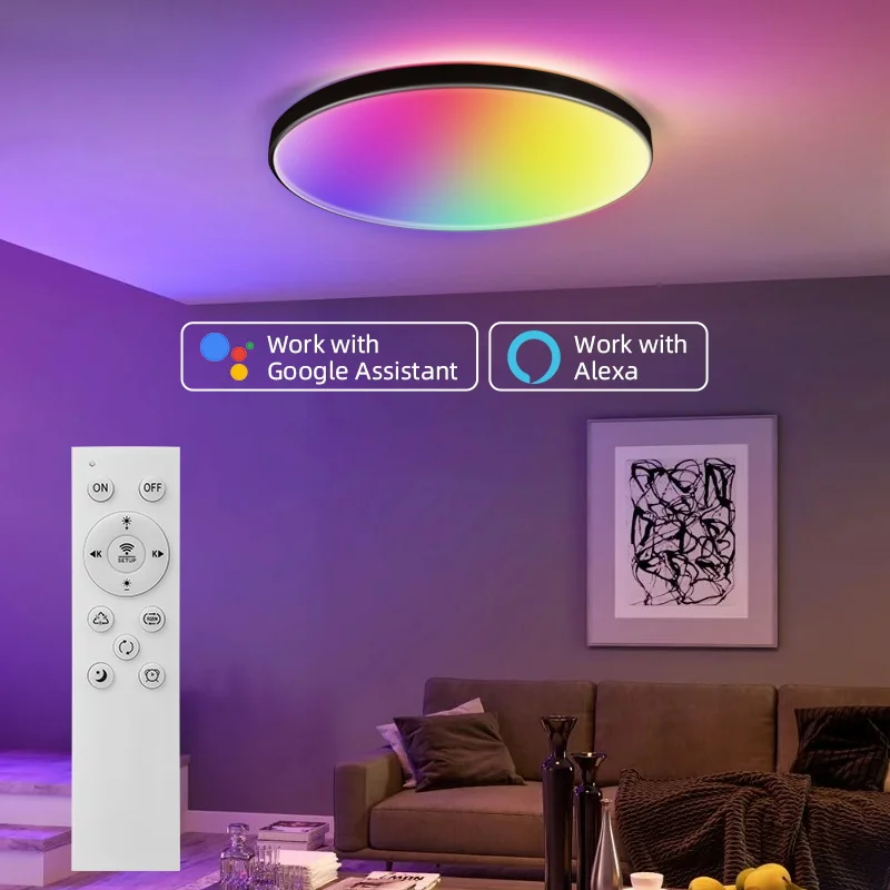 Inteligentna dioda Led lampa sufitowa RGB 24w zdalne sterowanie pilotem WIFI 110V 220V lampa sufitowa do wnętrza salonu