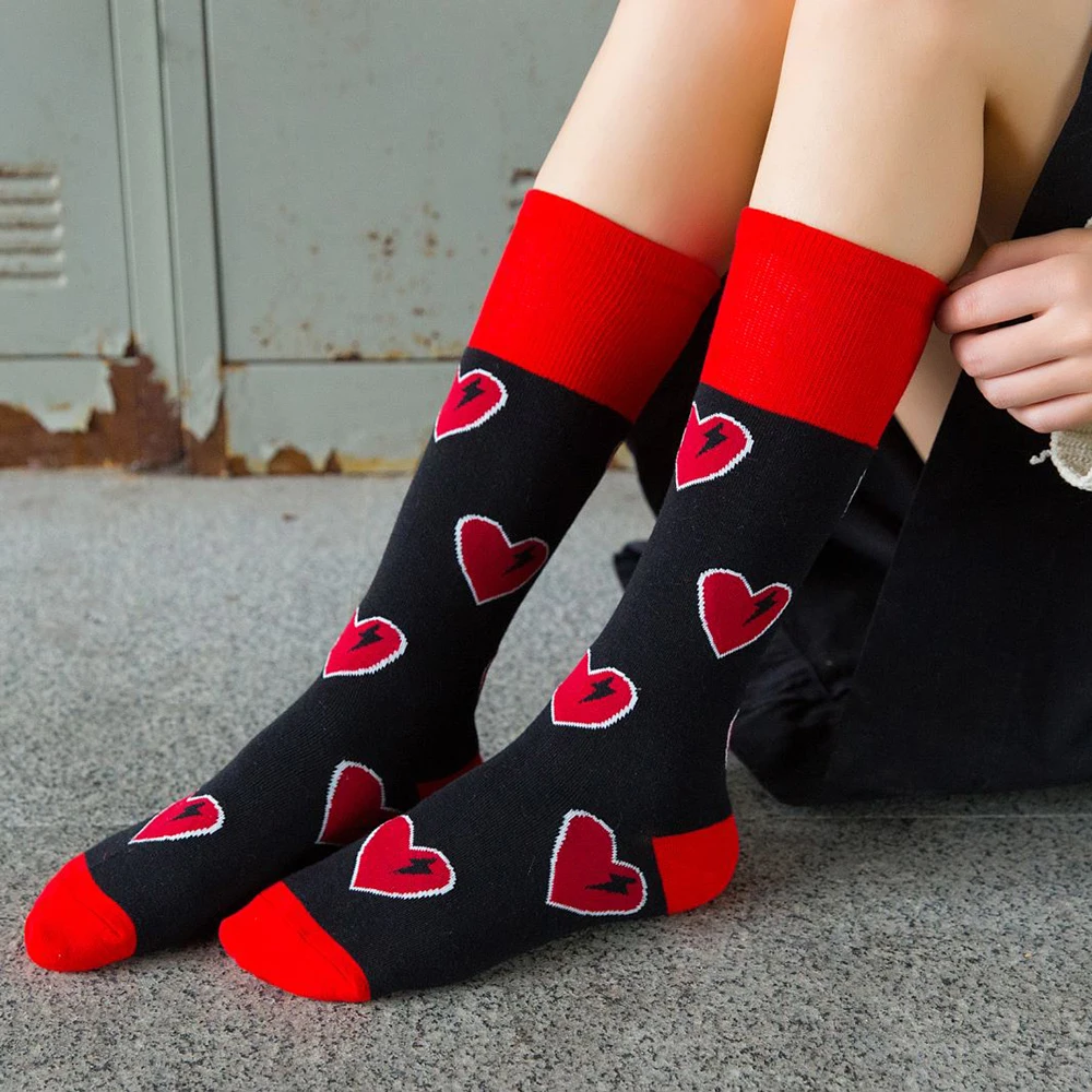 Autumn Winter Long Socks Women Love Heart With Japanese Style Casual Socks Female Beautiful Brand Designer Kawaii Sweet Sokken