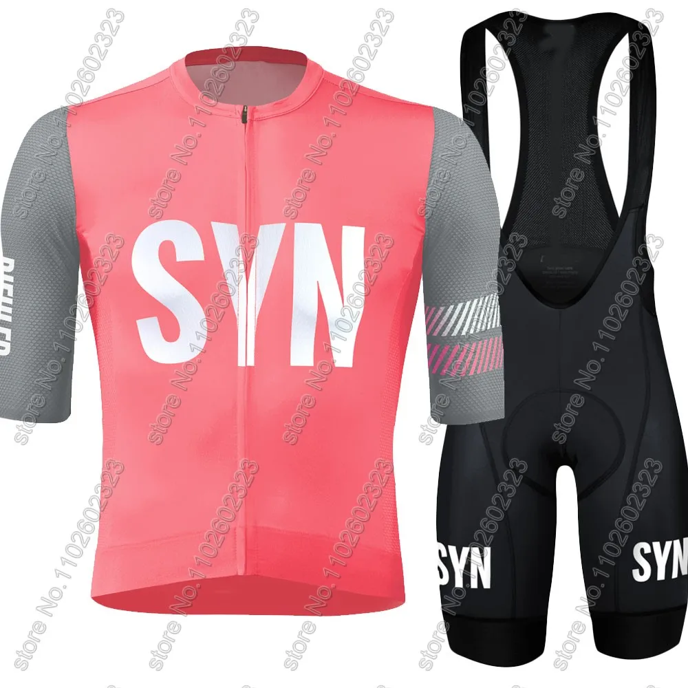 2024 SYN Cycling Jersey Set Short Sleeve Orange Pink Retro Cycling Clothing Road Bike Shirts Suit Bicycle Bib Shorts MTB  Ropa