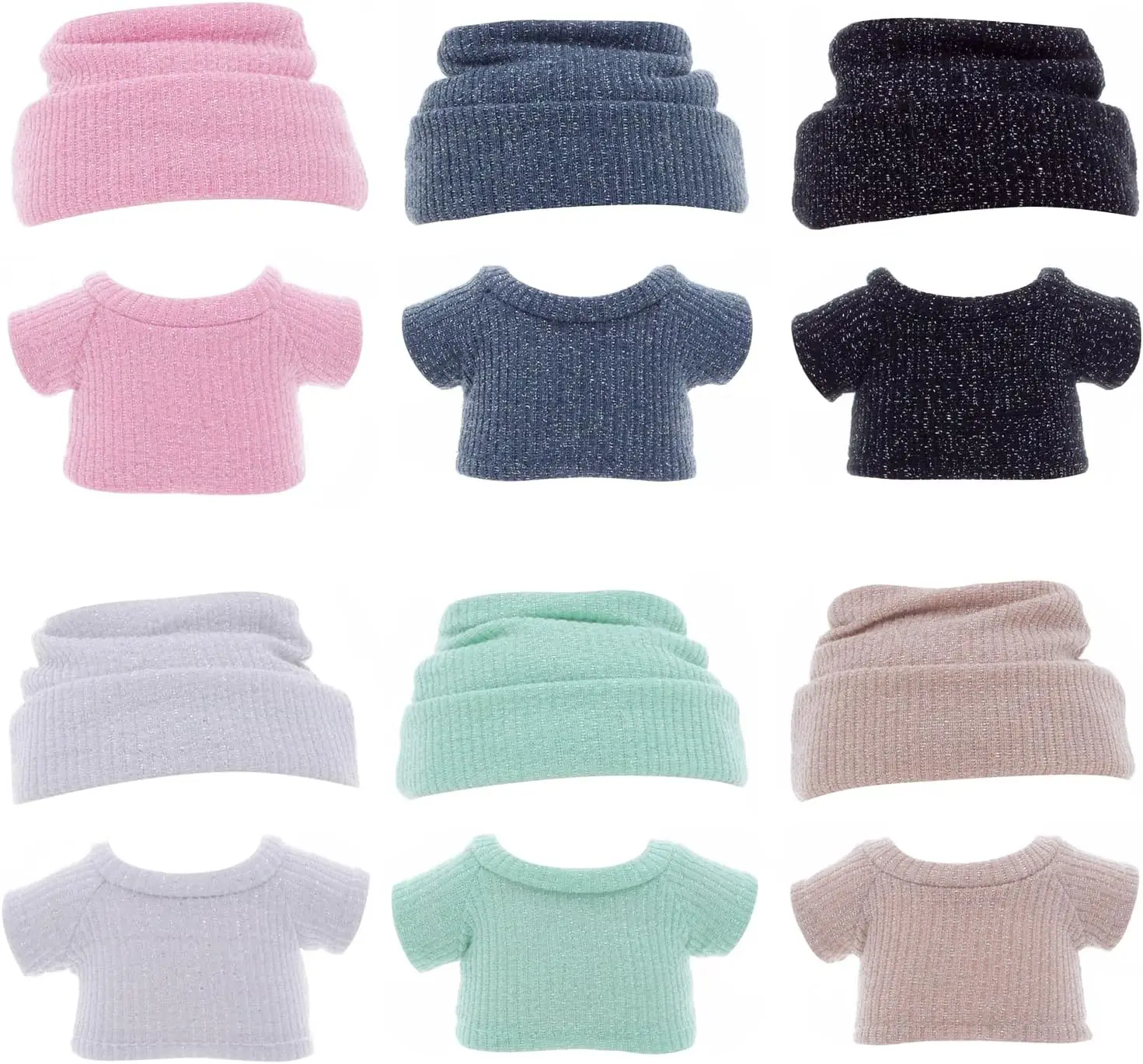 

Одежда для куклы Etistta 17 см со шляпой, блестящая вязаная шапка, верхняя одежда для кукол, аксессуары для кукол 17 см, наряды (6 шт.)