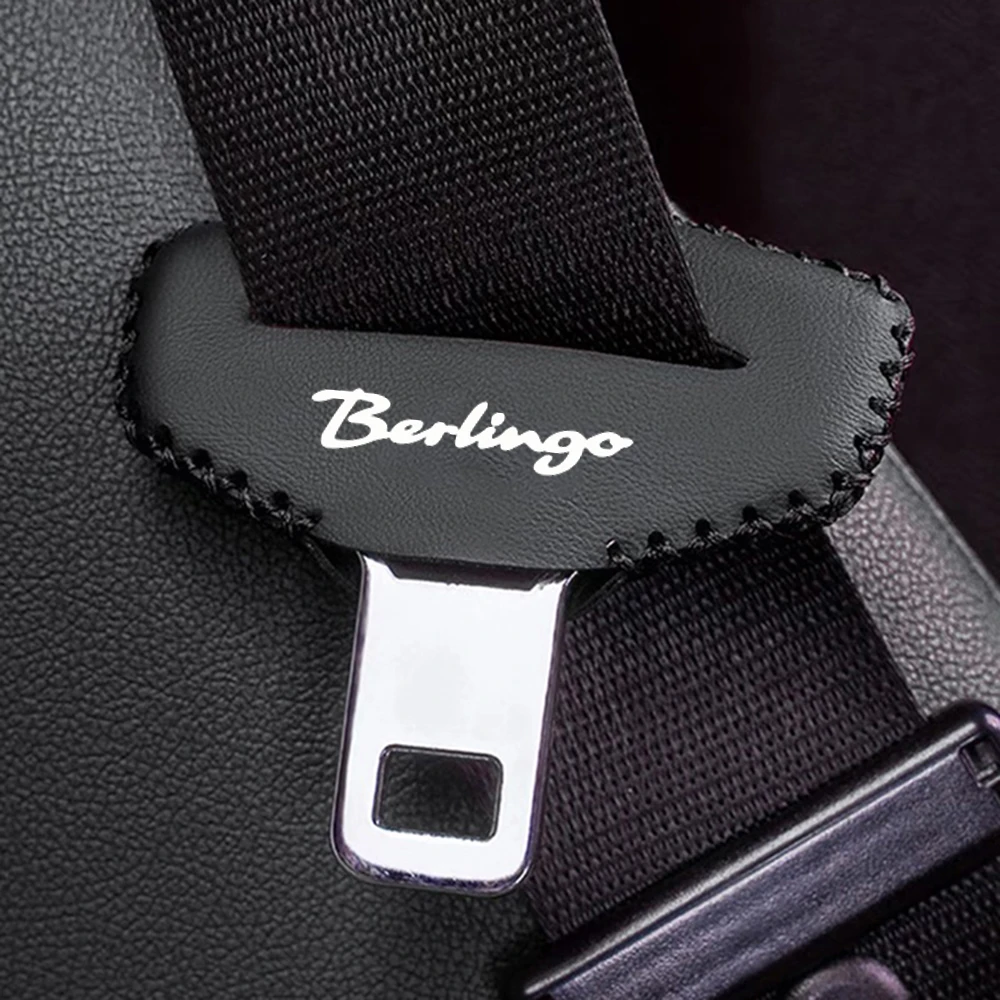 2pcs Leather Car Seat Belt Clip Extender Safety Seatbelt Lock Buckle Plug Cover for Citroen Berlingo  Auto Accessories