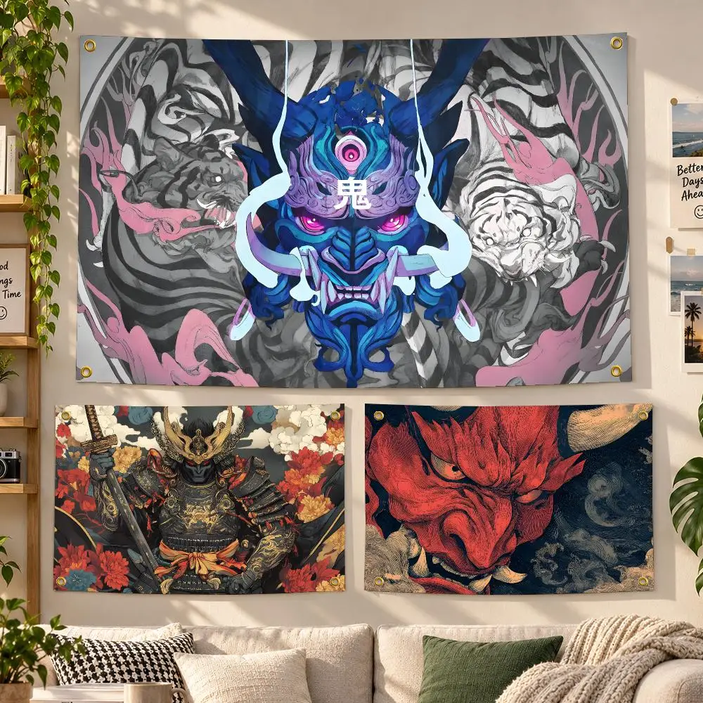 Myth Oni Demon Japanese Flags Personalized Banner Flag Room Dorm Camping Picnic Garage Bar Outdoor Wall Decor