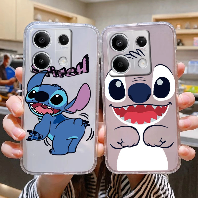 For Redmi Note 13 4G 5G Phone Case Kawaii Stitch Cartoon Cute Soft TPU Transparent Cover Angle Fundas For Redmi Note13 Capa