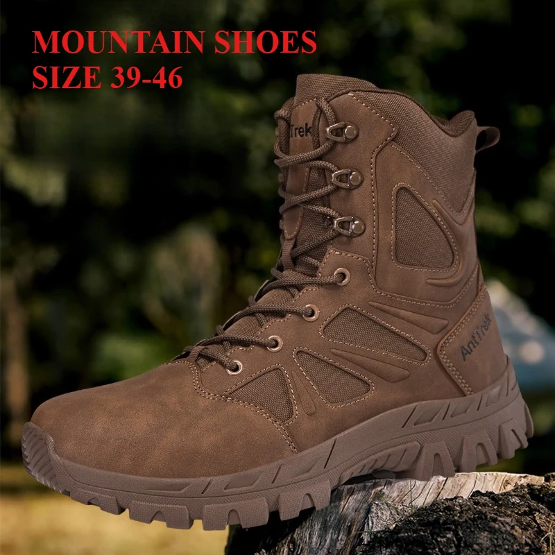 

High Quality Men Boots Brand Men's Hunting Hiking Shoes Waterproof Leather Sneakers Non-slip Outdoor Mens Desert Tactical Boots