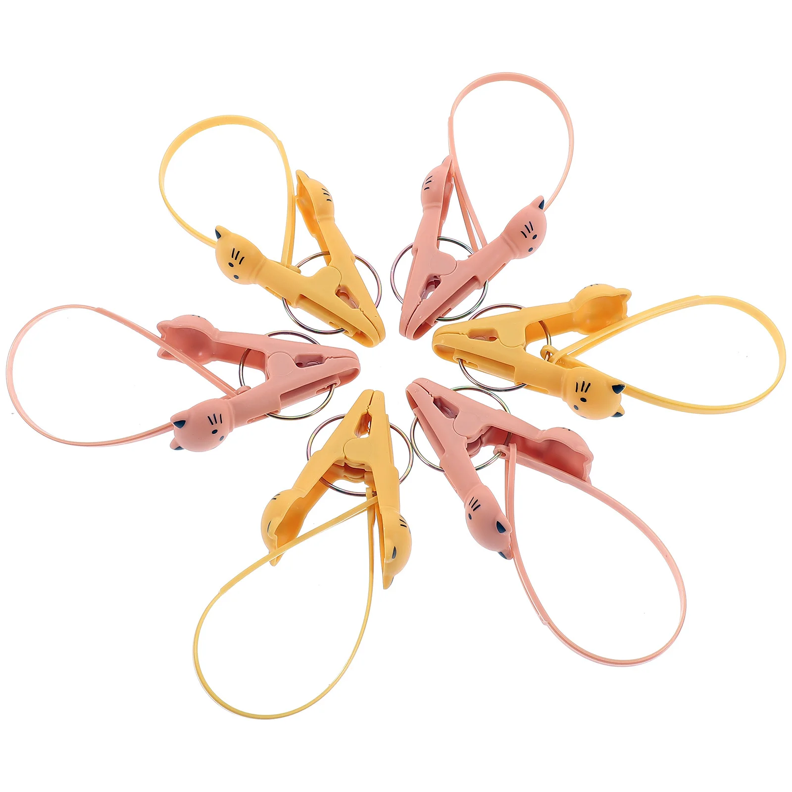 

6pcs Multipurpose Plastic Windproof Quilt Clamps Clothing Drying Clips Lanyard Hanging Rope Anti Slip Laundry Travel Beach Towel