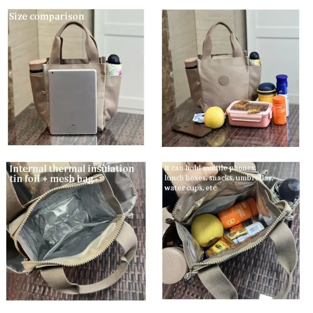 Leakproof Insulated Lunch Bag with Two Pockets Large Capacity Lunch Box Thickened Waterproof Cooler Lunch Bag School Work Picnic