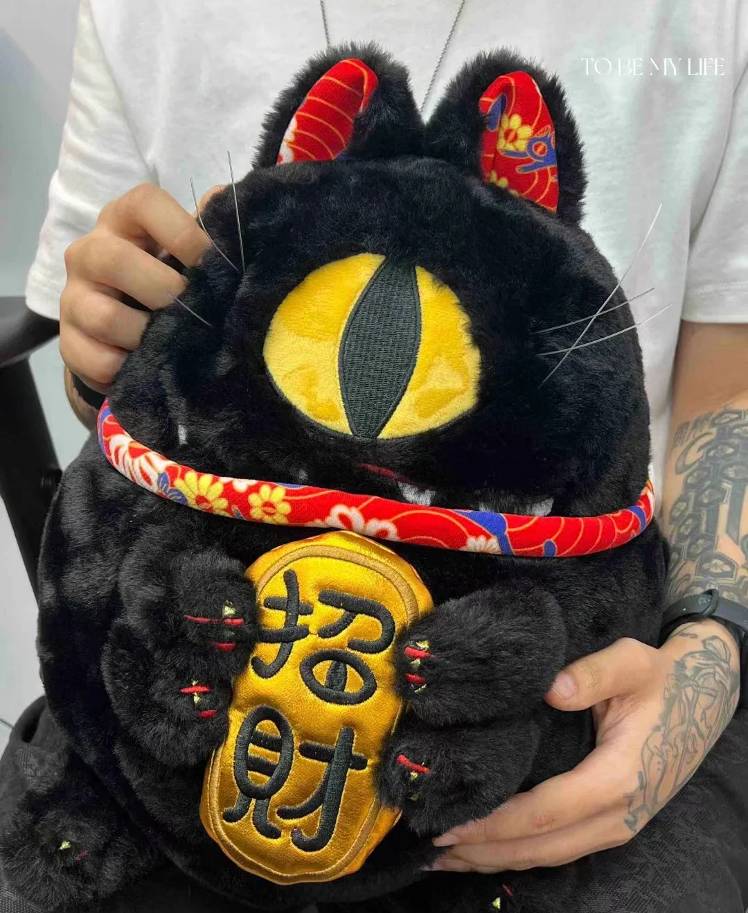 

Black Lucky Cats Deep Eyes Puppet Toys Mysterious Lucky Plush Kitty Toy Magic Tiger Eye Ornament Hug Healing Doll Friendly Gift