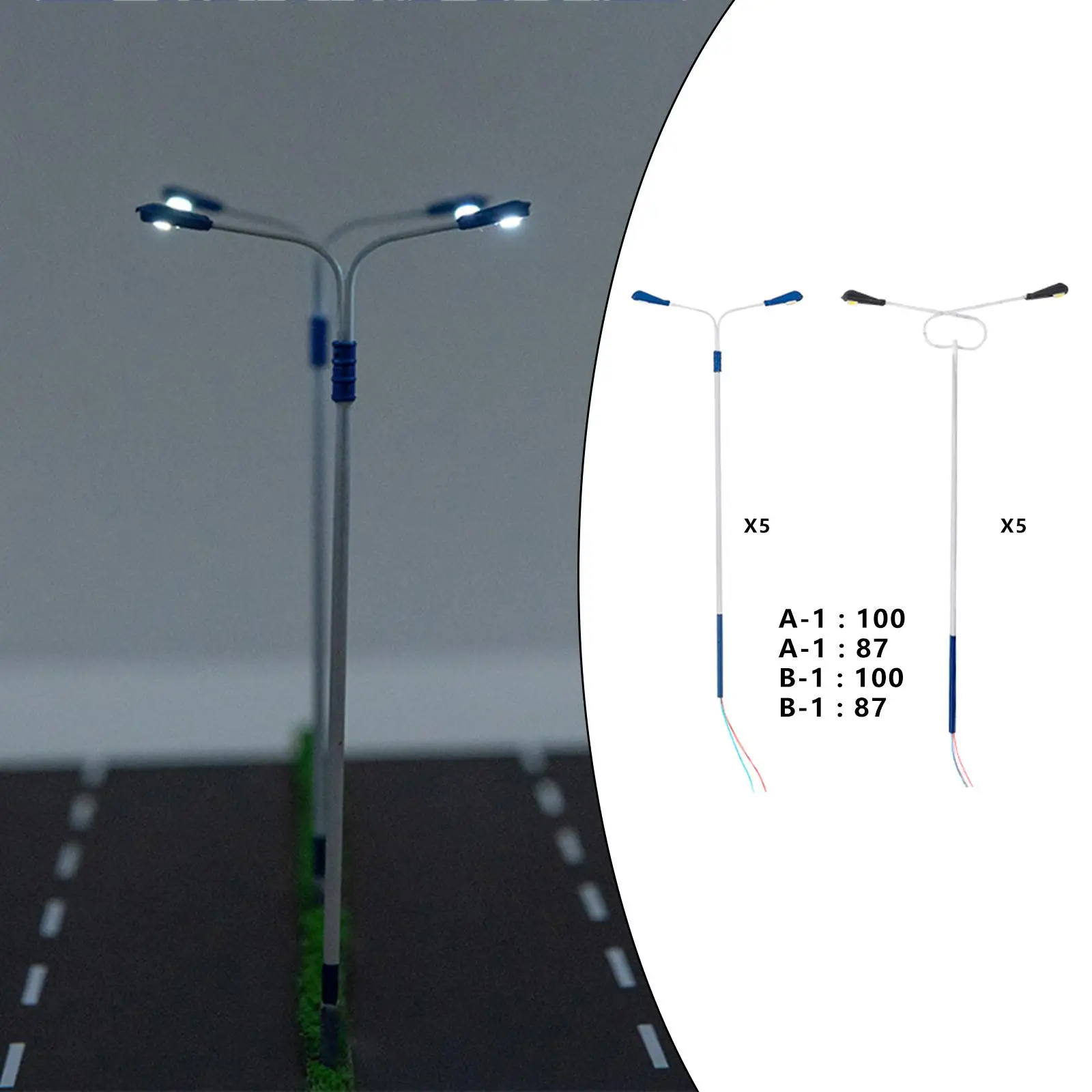 5x HO Scale Street Railway Lights LEDs Mini Sand Table Landscape Building