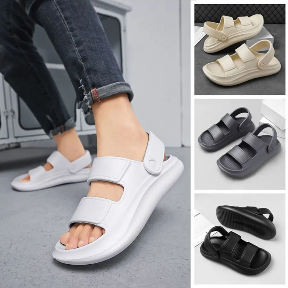 

Повседневные противоскользящие тапочки на плоской подошве из ЭВА, пляжная одежда с открытым носком, шлепанцы на платформе, сандалии, обувь, мужские пляжные тапочки с защитой от запаха