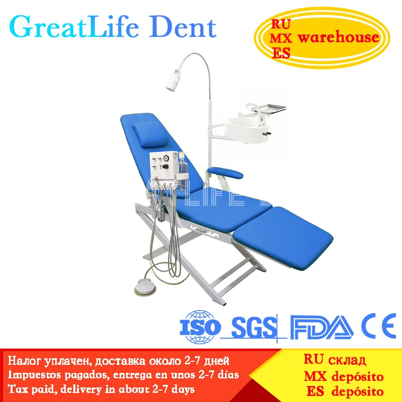 

GreatLife Dent Luxury Folding Chair Dentist Unit Portable Patient Dental Chair with Turbine