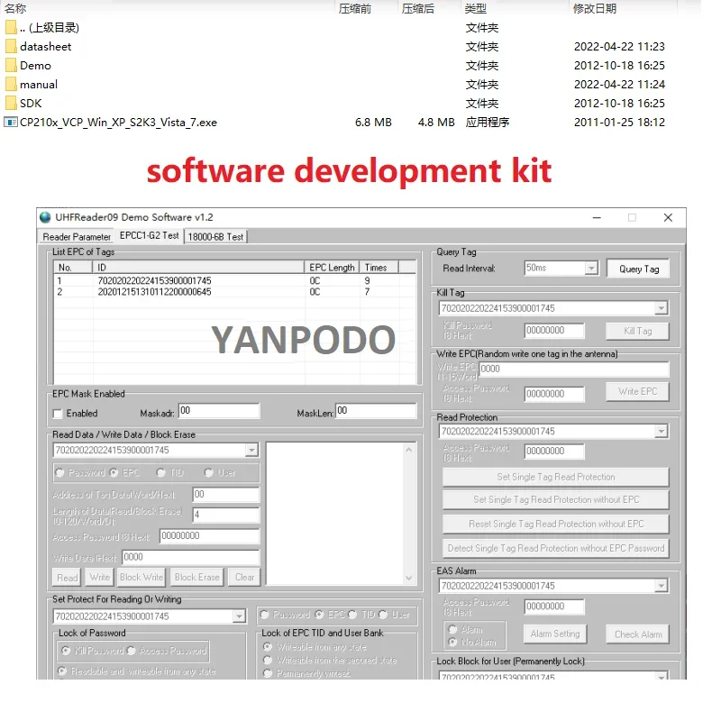 Yanpodo personalizado 860Mhz ~ 960Mhz USB UHF RFID lector escritor 6C RFID teclado copiadora clonador EPC GEN2 10cm-1m lector rfid Android fr