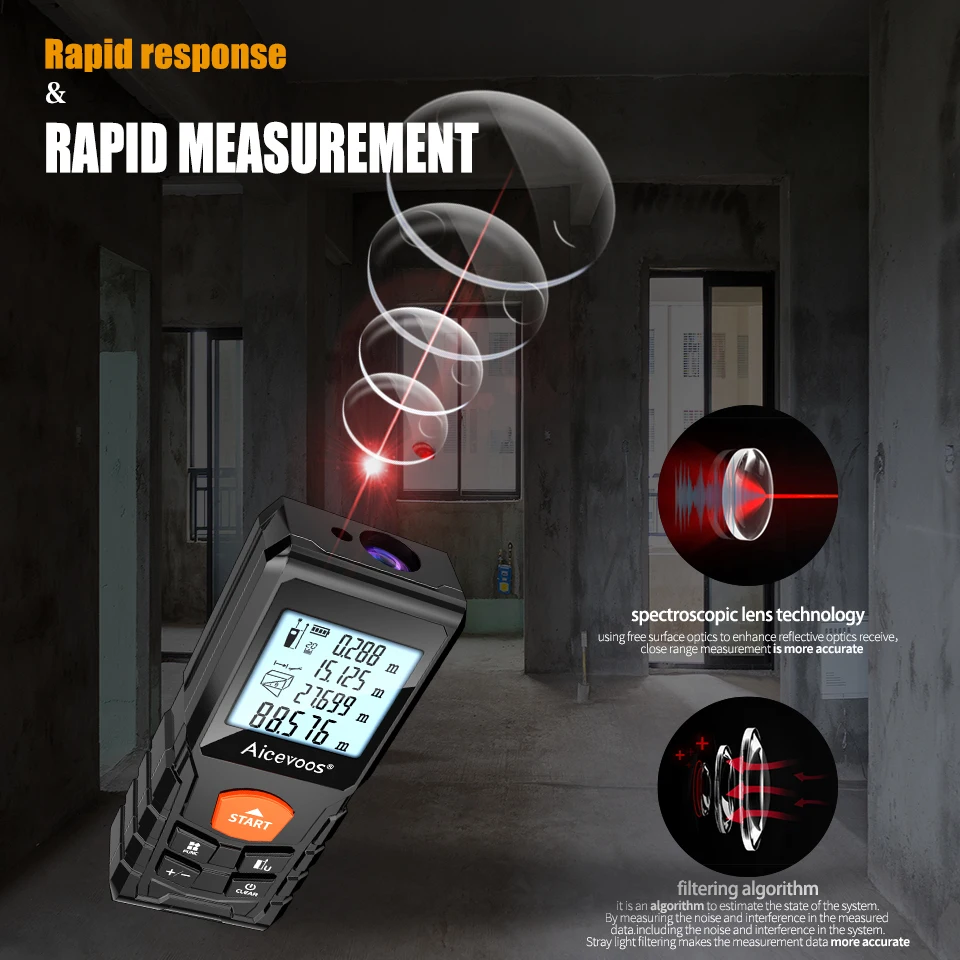 Aicevoos Digital Laser Rangefinder 50M 70M 100M 120M Laser Distance Meter Trena Laser Tape Measure Roulette Range Finder