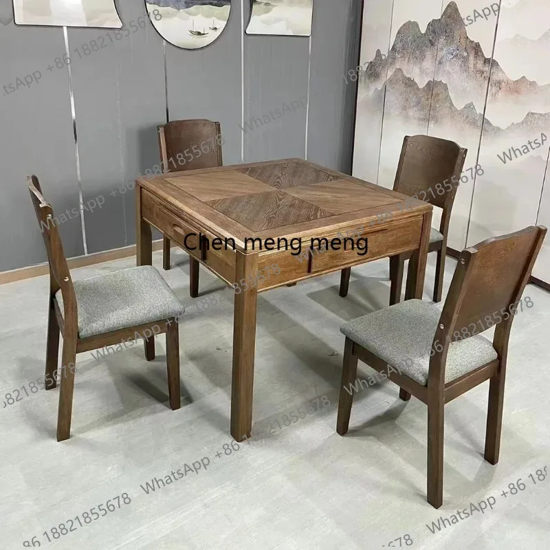 

Modern Solid Wood Mahjong Tea Table Modern Automatic Shuffling Electric Mahjong Game Dining Table Minimalist Home Furniture