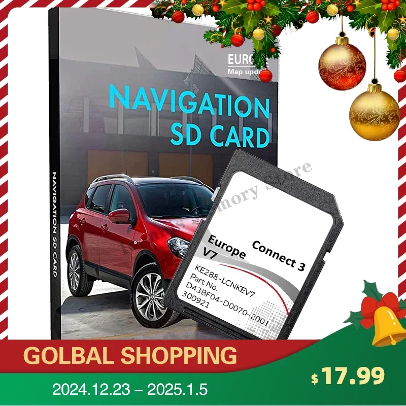 Free Shipping for Nissan Connect 3 V7 2022 Sat Nav Map Update SD Card Juke Qashqai Micra Navara