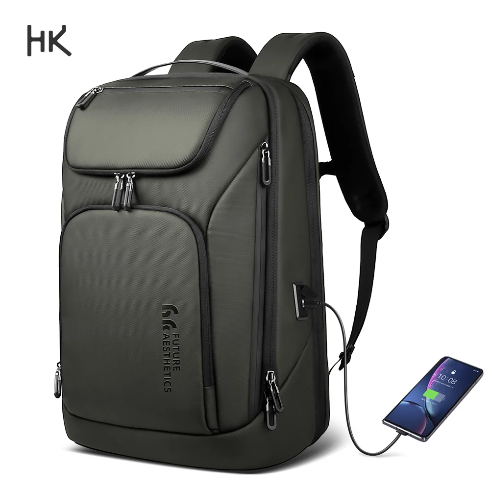 

HK Multifunctional Travel Backpack 17'' Business Laptop Backpack With USB Charging Waterproof Computer Work College Bag for Men