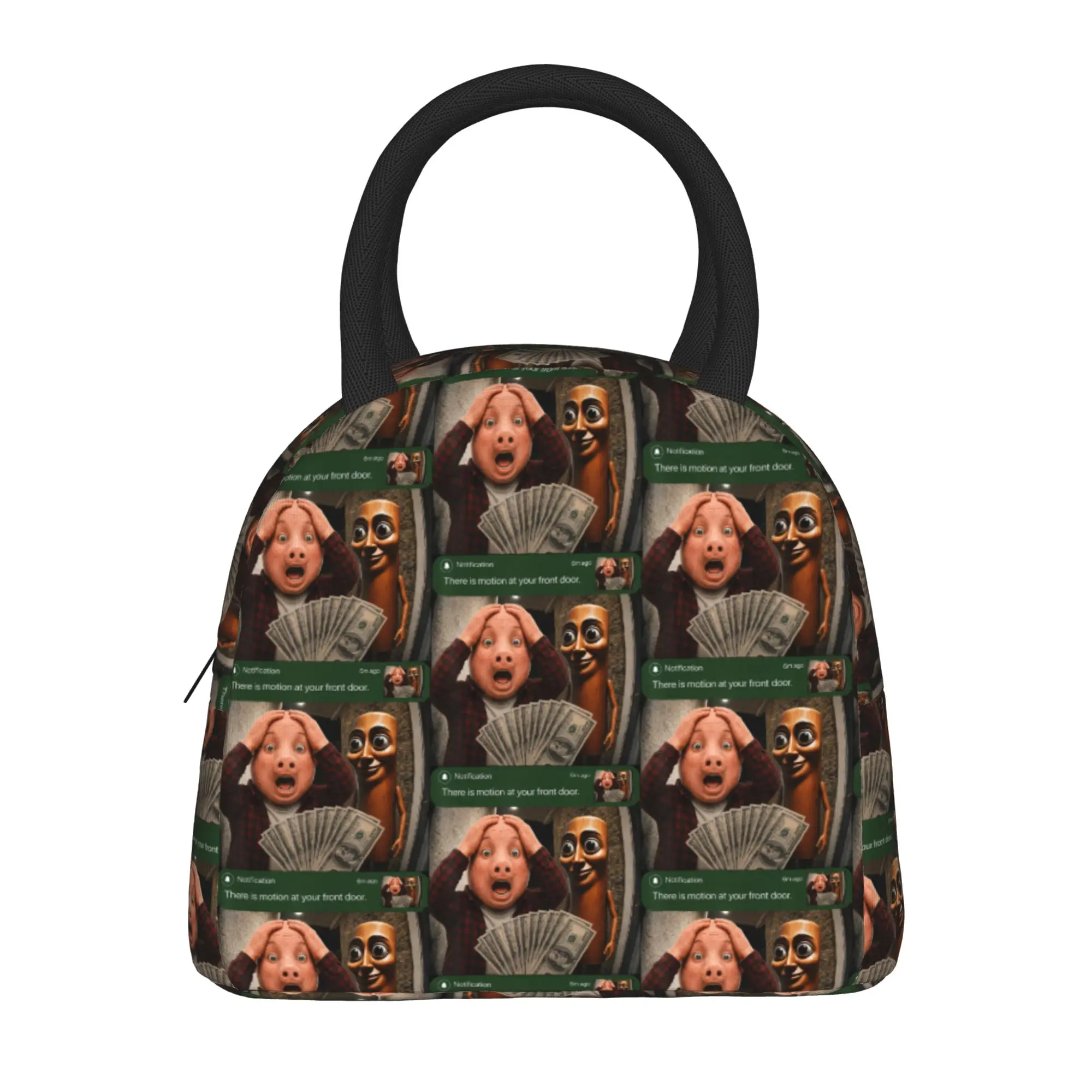 Tung Tung Sahur John Pork Motion at Your Front Door Lunch Bag For Women  Graphic Design Lunch Box Vintage School Cooler Bag
