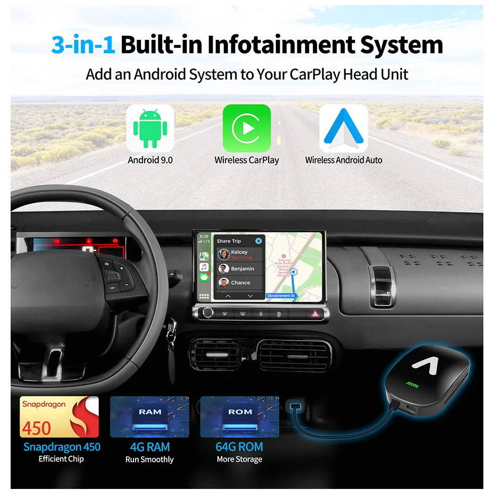 ATOTO Smart Car Radio Stereo Screen Android System AI TV Box Ring Kit Wireless Carplay Android Auto Automotive Multimedia Player