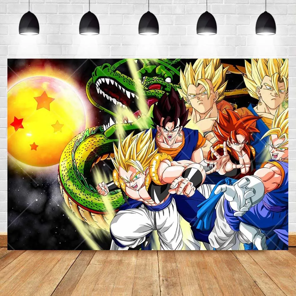 Dragon Ball Goku Theme Backdrop Custom Kids Boy Happy Birthday Party Decor Banner Poster Baby Shower Photography Background Prop