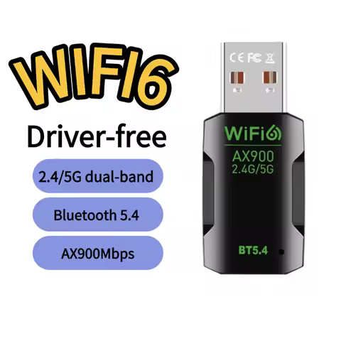 USB AX900 Wifi 6 Bluetooth 5.4 Adapter 2.4GHz/5GHz Dual Band WiFi Network Wireless Receiver for PC Stable Signal Driver Free