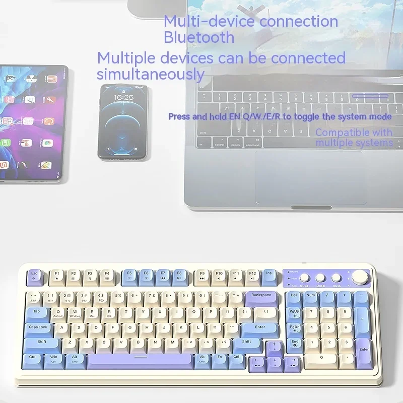 Imagem -03 - Teclado sem Fio Bluetooth com Fio Três-mode Sensação Mecânica Rgb Colorido Botão Multi-função Jogo Escritório Computador Novo Aula-s99