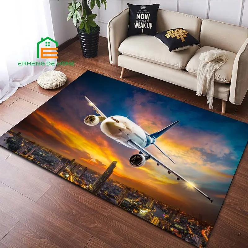 Plane Airstrip Pattern Rug for Bedroom Living Room Carpet for Kitchen Floor Mats Home Decor Non-Slip Floor Pad Rug 15 Sizes