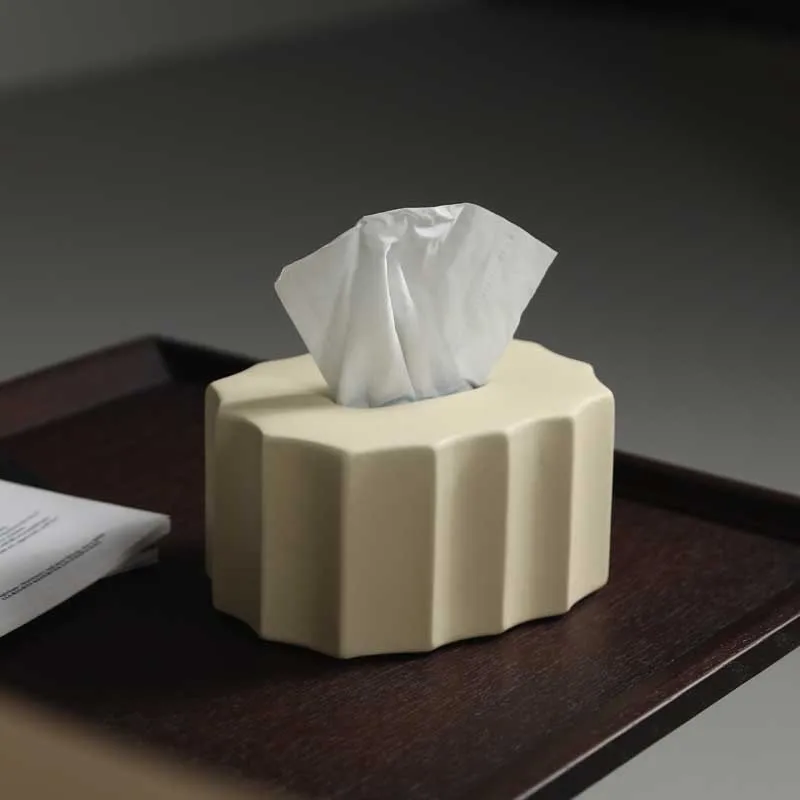 

LTT Modern Minimalist Ceramic Tissue Box Ornament Living Room Coffee Table Drawer Box Creative Napkin Box
