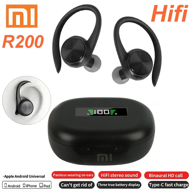 

Xiaomi R200 Wireless Bluetooth Headset HiFi Stereo Music Earbuds TWS Headset Sport Waterproof Headphone With display With Mic