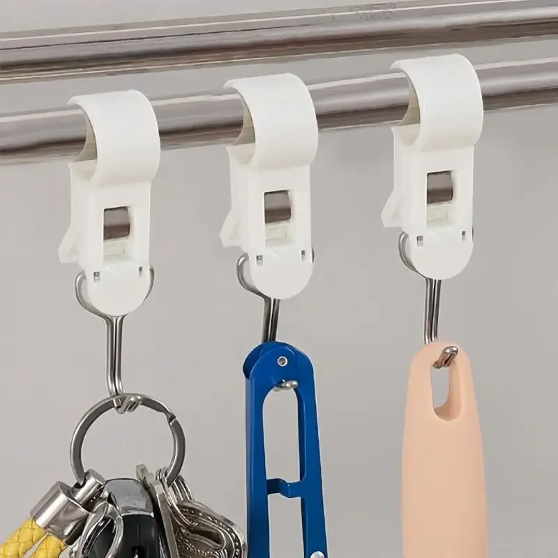 Plastic Rotating Clamp Hooks Easy Installation Adjustable Position Home Organization Tool for Multiple Room Uses Y5GB